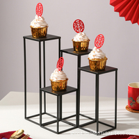 Support de présentation noir pour table de desserts de mariage et d'anniversaire, plateau de service pour pâtisseries et gâteaux, présentoir alimentaire pour événements et décorations