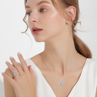 Fine Jewelry Bague ouverte double tortue opale bleue plaquée rhodium en argent sterling 925