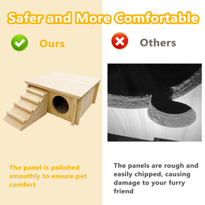 Escondite <span class=keywords><strong>de</strong></span> hámster <span class=keywords><strong>de</strong></span> madera extraíble con escalera-hábitat <span class=keywords><strong>de</strong></span> múltiples ventanas para hámsteres sirios, jerbos y mascotas pequeñas - Product Image 4