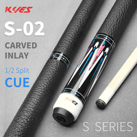 Queue de billard professionnelle S-02, 147 cm, poids 19-20 oz, embout 12,4 mm, en érable dur, tube en carbone, joint en acier inoxydable, haute qualité, 1/2 section.