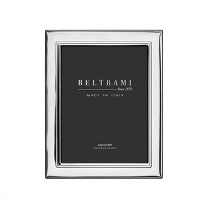 Beltrami Silver Plated Wood Structure Embossed 1 Color Horizontal Photo <b>Frame</b> Rectangle Made in Italy Model BE11044-4RA - Product Image 2