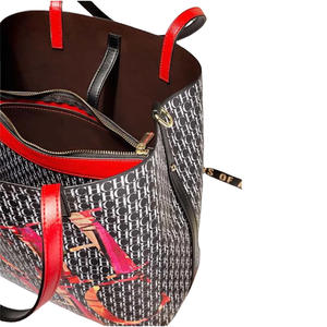 Bolso de Hombro Tipo Tote <span class=keywords><strong>CHHC</strong></span> para Mujer con Elegante Estampado de Letras, de Gran Capacidad y Cierre Abierto, Forro de Poliéster, Estilo Clásico de Moda - Product Image 3