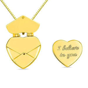 Collana con Ciondolo a Forma di Cuore Personalizzabile, Medaglione a Cuore Vuoto per Incisione, Gioielli con Scritta 'I Believe <span class=keywords><strong>in</strong></span> You' - Product Image 1