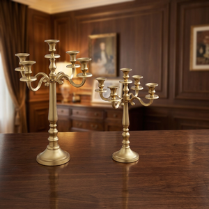 Candelabro Alto de Lujo de Aluminio Color Dorado TLT, Centro de Mesa para Bodas, Portavelas sin Electricidad - Product Image 3