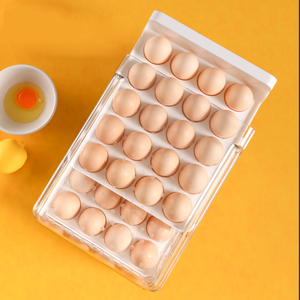 Organisateur de plateaux à œufs portable multi-couches grande capacité, ouverture/fermeture pratique, support à œufs, rangement alimentaire de cuisine en <span class=keywords><strong>plastique</strong></span> - Product Image 2