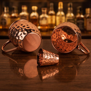 Modern Luxury Customize Designed Standard Size Hammered <b>Copper</b> Mug Set With Handle <b>Copper</b> Finished for Home <b>Utensils</b> - Product Image 1