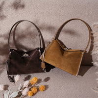 Tas Selempang Kulit Suede Vintage, Tas Bahu Wanita, Tas Tangan Desainer, Grosir Pabrik, Logo Custom