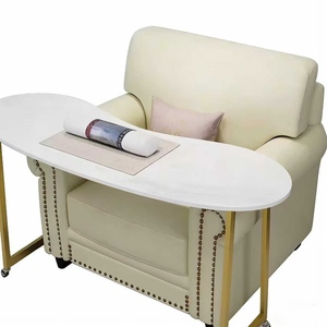 Sillón de Pedicura Moderno Tapizado con Ruedas, Superficie con Aspecto de Mármol, Muebles de Salón - Product Image 1