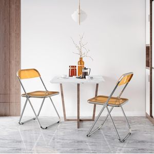 เก้าอี้อะคริลิคพับได้เก้าอี้พลาสติกใสพับได้และซ้อนได้และกรอบโลหะโครเมี่ยมน้ำหนักความจุ350ปอนด์ - Product Image 3