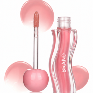 2.5ml Mirror Shine Long Lasting <b>wave</b> lip gloss tube with spherical pink <b>cap</b> for Party Makeup wholesale Custom Logo - Product Image 1