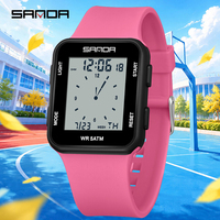 Jam Tangan Elektronik SANDA 9506 Baru untuk Pria, Tali TPU, Tahan Air 5ATM, Jam Tangan Wanita, Kalender, Multifungsi, Olahraga, Jam Tangan Pelajar