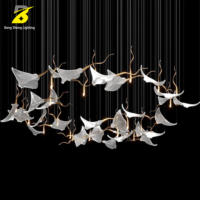Lustre moderne de luxe en forme de lys Calla, suspension centrale personnalisée en forme de fleur, éclairage LED avec garantie de 5 ans pour hall d'hôtel et salon