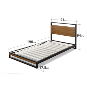 Lit plateforme en fer style européen dos en latte de bouleau cadre de lit simple en métal minimaliste King Queen avec tête de lit pour chambre <span class=keywords><strong>à</strong></span> coucher - Product Image 2