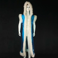 Discothèque Long Gilet Manteaux Halloween/Costumes De Scène Femme Fausse Fourrure Avec Veste En Cuir Pu Manteau/Vêtements De Performance