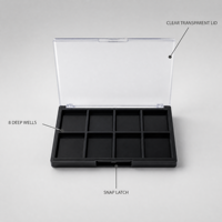 Boîte de rangement pour fards à paupières transparente en plastique rectangulaire recyclable, 8 couleurs, pour maquillage cosmétique