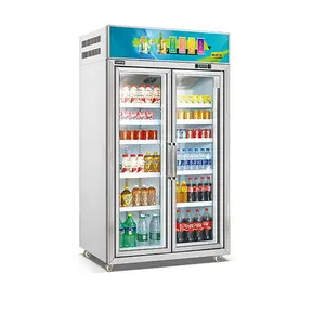 Хорошая цена, двухдверный вертикальный холодильник из нержавеющей стали, охладитель напитков, витрина морозильной камеры