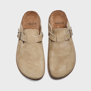 Gran oferta, Zapatillas de casa con hebilla reciclable de corcho suave para mujer con forro de cuero genuino, zuecos Birkenstocks transpirables - Product Image 1