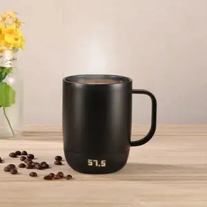 Cangkir kopi panas nirkabel, kelas atas Logo kustom cangkir pintar aplikasi kontrol suhu peralatan minum pintar 4-hr hidup baterai hangat