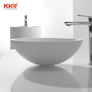 Lavabo Redondo de Piedra de Superficie Sólida de Lujo para Baño - Product Image 2