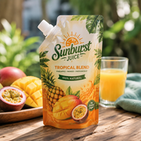 Pochette souple personnalisée avec bec verseur pour jus de fruits, 330 ml, anti-fuite, avec bouchon