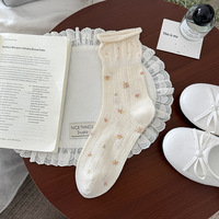 Chaussettes pour femmes de style coréen, respirantes, douces, à motif floral d'été, vente en gros d'usine
