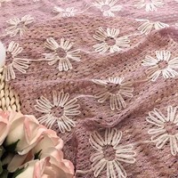 Tissu en dentelle 3D multicolore en polyester avec broderie florale informatisée pour robes et vêtements féminins