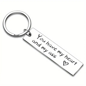 Vendita calda portachiavi in metallo rettangolare hai il mio cuore e il mio culo portachiavi Logo goffratura portachiavi per regali promozionali - Product Image 1