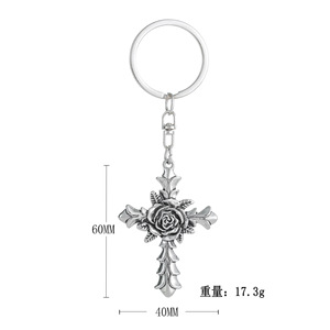 Nuovo portachiavi Vintage in metallo rosa creativo con croce rosa gotica portachiavi in metallo in acciaio inossidabile crocifissione - Product Image 6