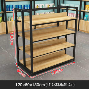 Étagère de supermarché robuste en acier TIANAHIDA, étagères autoportantes pour épicerie avec style grain de bois clair - Product Image 4