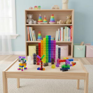 Cubes de liaison translucides - Jouet de construction pour les mathématiques précoce - Ensemble de 100 - Jouet de table lumineuse - Apprentissage primaire + préscolaire - Product Image 6