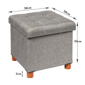 Bailey <span class=keywords><strong>Pouf</strong></span> Ottoman durevolezza con gambe in legno <span class=keywords><strong>grigio</strong></span> lino multifunzione sgabello moderno tavolino da caffè ottomano - Product Image 2