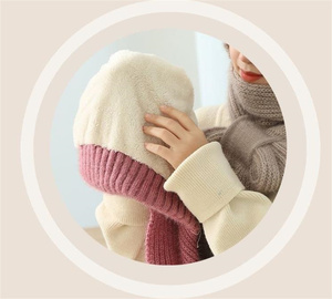 Cagoule pour femmes-Écharpe-Chapeau tricoté en polaire élastique-Hiver-Protection intégrée des oreilles-<span class=keywords><strong>Bonnet</strong></span> coupe-vent-<span class=keywords><strong>Bonnet</strong></span> chaud - Product Image 5