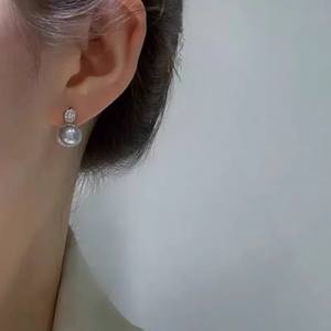 อุปกรณ์ทำเครื่องประดับมุก DIY 22412 ถาดเปล่าสำหรับต่างหูเงินแท้ S925 เครื่องประดับเงินแฟชั่น ต่างหูพร้อมลูกปัดทรงกลมขนาด 8-9 มม. - Product Image 4