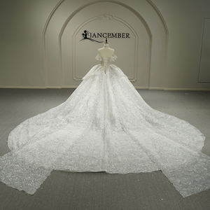 Vestido de Novia Moderno con Lentejuelas y Encaje Floral, Estilo Princesa, con Cola de Capilla, para Mujeres Embarazadas, Modelo GT26028 - Product Image 4