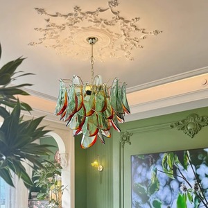 <span class=keywords><strong>Lustre</strong></span> en verre <span class=keywords><strong>blanc</strong></span> chaud réglable en hauteur <span class=keywords><strong>et</strong></span> à intensité variable Huigu Copper pour salon, éclairage domestique - Product Image 2