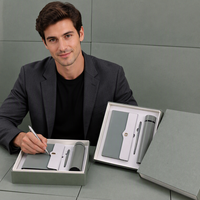Coffret Cadeau d'Affaires de Haute Qualité : Carnet de Luxe A5 Imprimé UV, Stylo en Laiton, Mug en Acier Inoxydable 304, Gravure Personnalisée