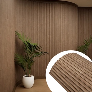 <strong>Mdf</strong> Slat Bendable Flexible Curved Wood Board Circular Half Round Tambour <strong>Panel</strong> <strong>Decorative</strong> 3d Wave Wall <strong>Panels</strong> - Product Image 1