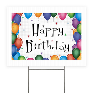 사용자 정의 UV 인쇄 다채로운 골판지 플라스틱 Coroplast 생일 축하 편지 야드 표지판 18x24 Wth H-스테이크 - Product Image 1