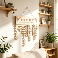 Calendrier mural en bois poli pour Halloween, Noël, anniversaire, avec 100 trous pour étiquettes, rappel familial, calendrier à chevilles, poupée