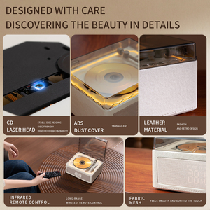 ลำโพงบลูทูธแบบพกพาพร้อมเครื่องเล่นซีดี, วิทยุ FM ไร้สาย 3000mAh, รองรับ USB/TF/AUX, รีโมทคอนโทรล และไฟ Ambient Light - Product Image 6
