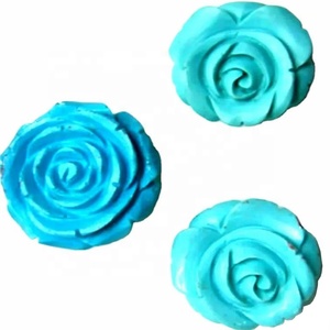 Semi preziosa pietra tallone gemme del turchese Rosa intagliato del fiore degli orecchini del turchese Blu <span class=keywords><strong>Agata</strong></span> fiore intagliato orecchini fiore unico - Product Image 2