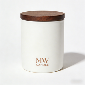 Bougie MW en cire de soja parfumée, dans un bocal en verre avec couvercle en bois, design minimaliste, arôme floral végétal, décoration d'intérieur - Product Image 2