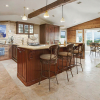 Kabinet Pulau Dapur Modern yang Dapat Dipindahkan untuk Ruang Sempit, Konstruksi Kayu Solid dengan Wastafel, Kabinet Penyimpanan Dapur Kustom