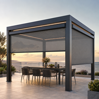 Pergola moderne de luxe en alliage d'aluminium pour l'extérieur, avec toit motorisé et lames orientables, idéale pour balcon
