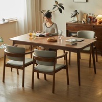 Table et chaises de salle à manger en bois de noyer massif de luxe léger Design moderne chinois avec accoudoir sédentaire Livraison gratuite