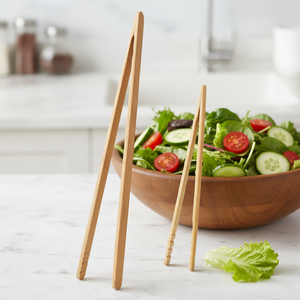 <span class=keywords><strong>Pince</strong></span> de cuisine en bambou SOLEHOME BAMBOO pour salades, <span class=keywords><strong>spaghetti</strong></span>, toasts, bacon et fruits - Ustensile durable et compatible avec la cuisinière - Product Image 1