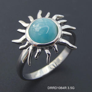 Anillo de Plata de Ley 925 con Larimar Natural al por Mayor de Fábrica China - Product Image 3