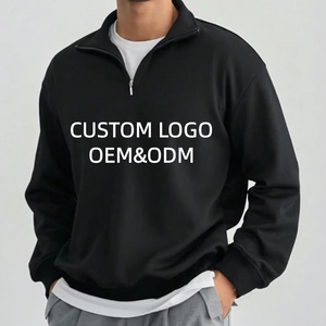 Venta al por mayor sólido en blanco superior medio cuarto delantero Zip up Lapbel <span class=keywords><strong>cuello</strong></span> <span class=keywords><strong>sudadera</strong></span> personalizada de gran tamaño media <span class=keywords><strong>cremallera</strong></span> hombres <span class=keywords><strong>sudadera</strong></span> - Product Image 1