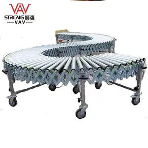 Adjustable Height Movable Customize Telescopic Roller Conveyor With Power For Lorry Loading Containers