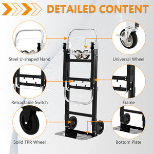Truk tangan lipat dengan roda troli Dolly portabel troli utilitas troli tangan dengan pegangan dapat diatur dilipat Dolly untuk bergerak - Product Image 3
